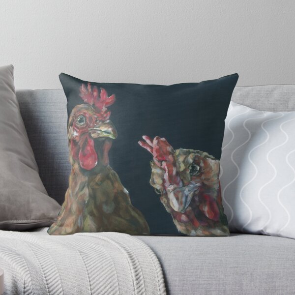 Who You Callin Chicken? Popular chicken art by Sam Fenner Throw Pillow