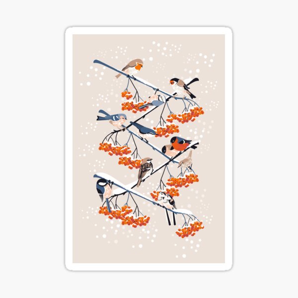 Item preview, Winter Garden Birds on Rowan branches designed and sold by appleyards.