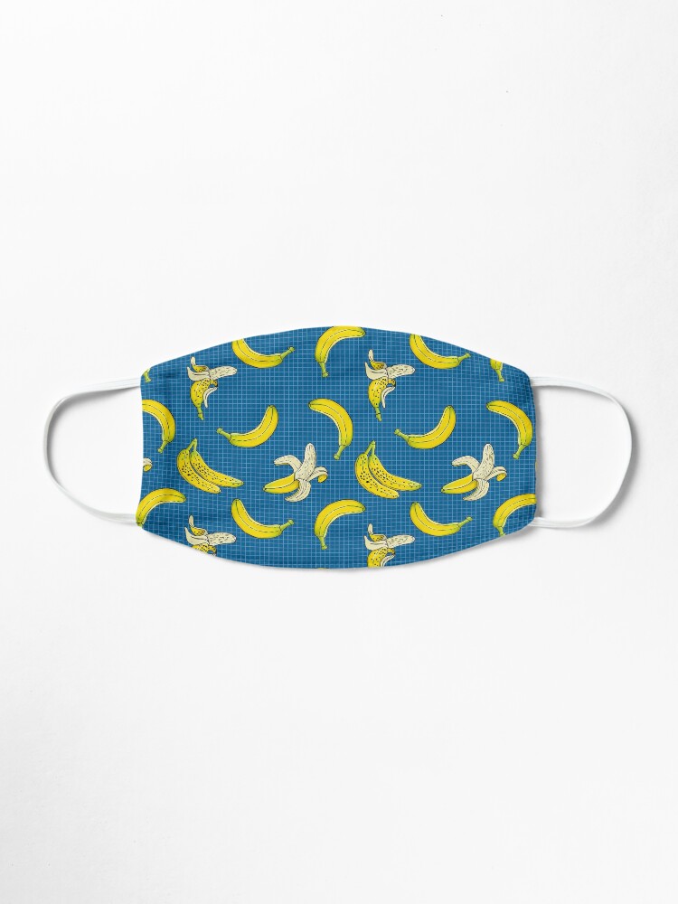 Alternate view of Bananas Fruits Pattern on Blue Checkered Mask