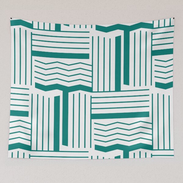 Item preview, Lines & Wiggles Geometric Pattern – Teal designed and sold by RoguePatterns.
