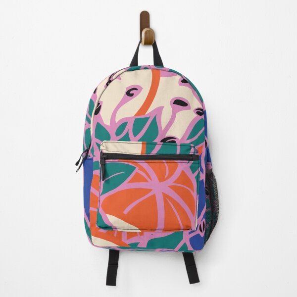 Item preview, modern leaf, bud, and flower pattern (orange, purple, green) designed and sold by belcie.