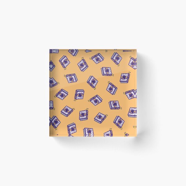Meowgic Spells Book on Orange Acrylic Block