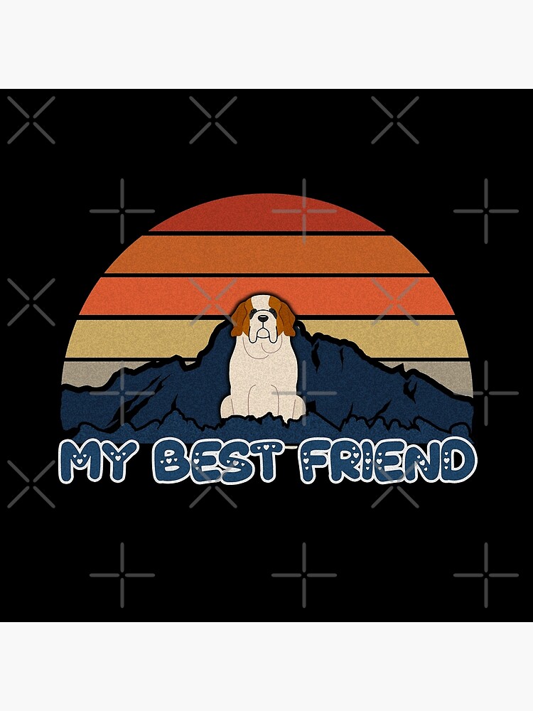 My Best Friend St Bernard Dog - St Bernard Dog Sunset Mountain Grainy Artsy Design by dog-gifts