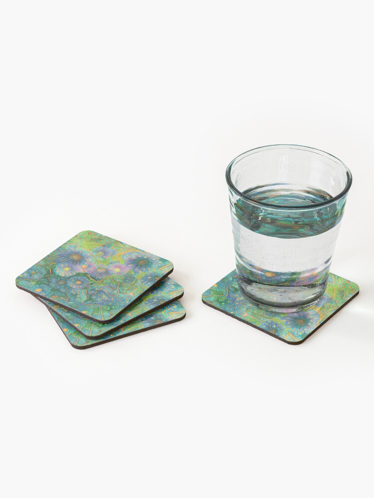 Alternate view of Flower abstract digital painting Coasters (Set of 4)