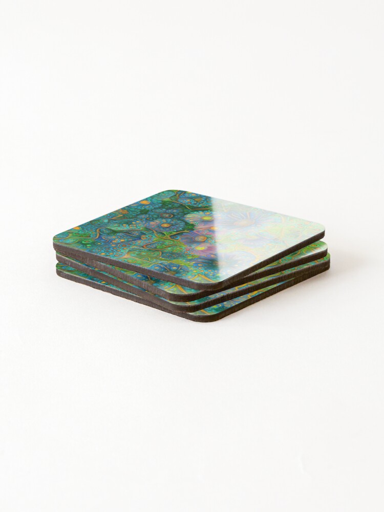 Alternate view of Flower abstract digital painting Coasters (Set of 4)