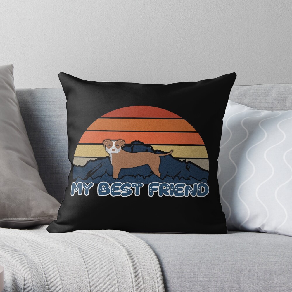 My Best Friend Staffordshire Bull Terrier - Staffordshire Bull Terrier Dog Sunset Mountain Grainy Artsy Design Throw Pillow