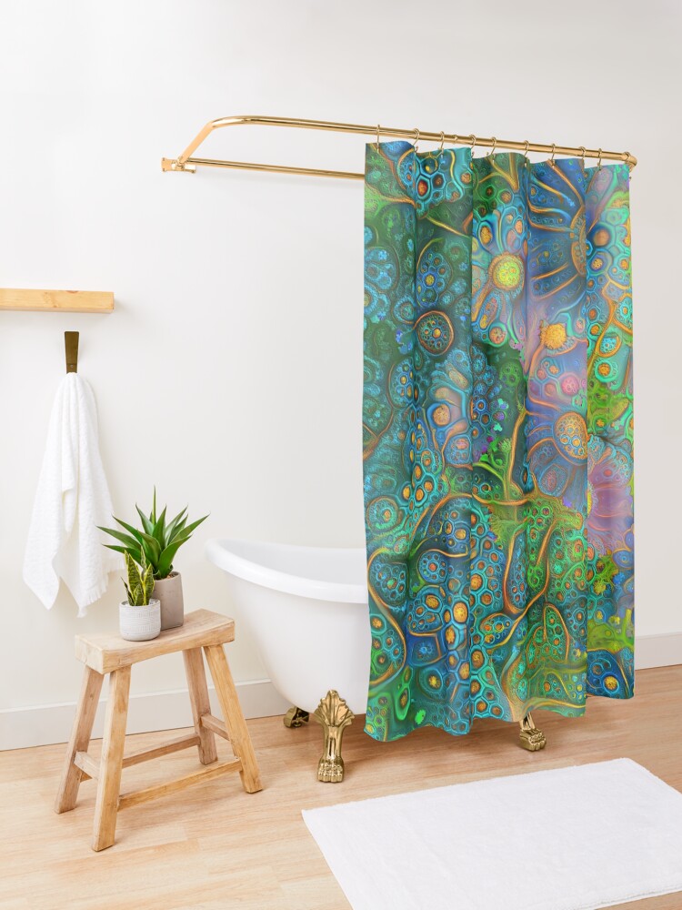 Alternate view of Flower abstract digital painting Shower Curtain