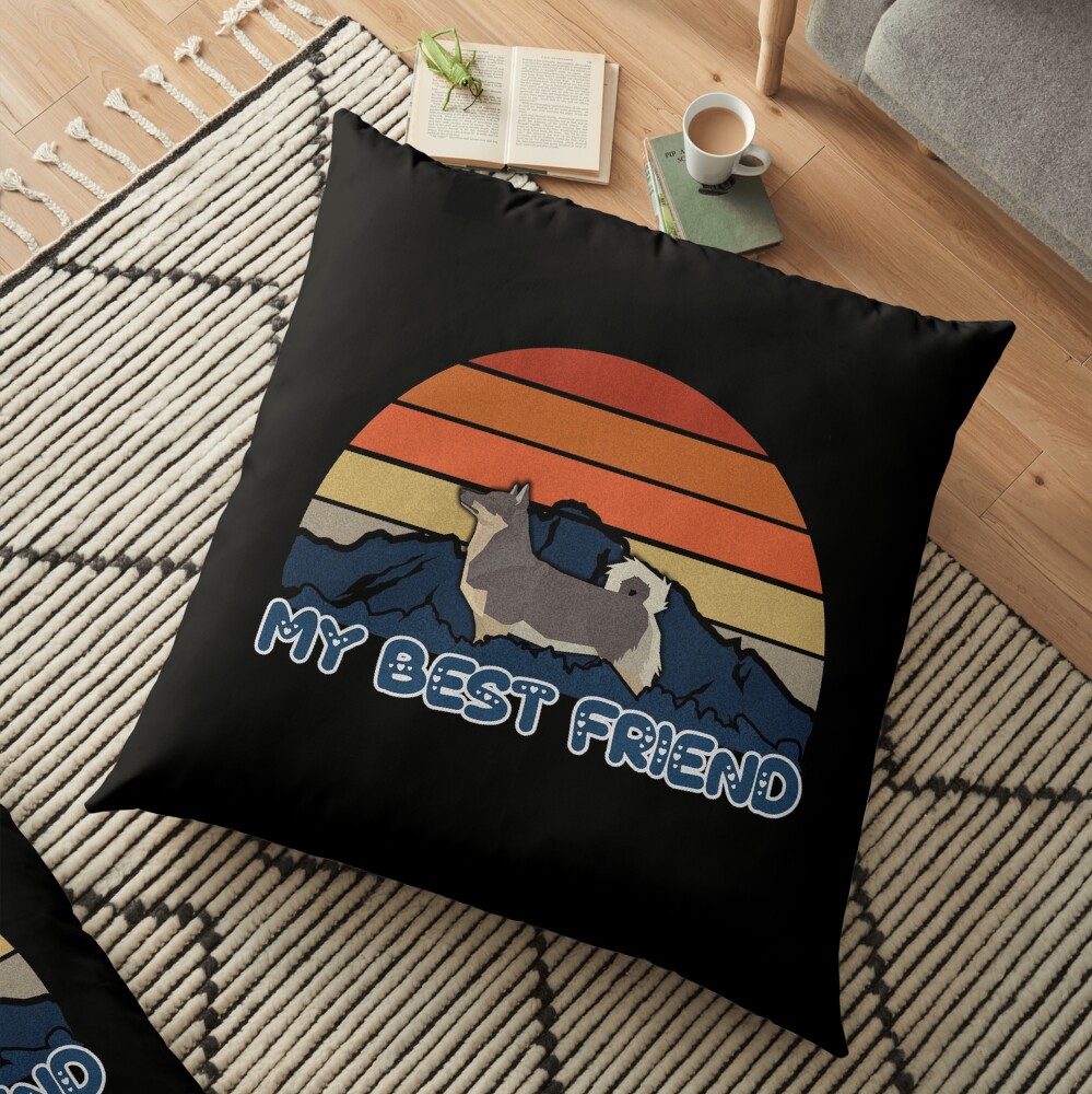 My Best Friend Swedish Vallhund - Swedish Vallhund Dog Sunset Mountain Grainy Artsy Design Floor Pillow
