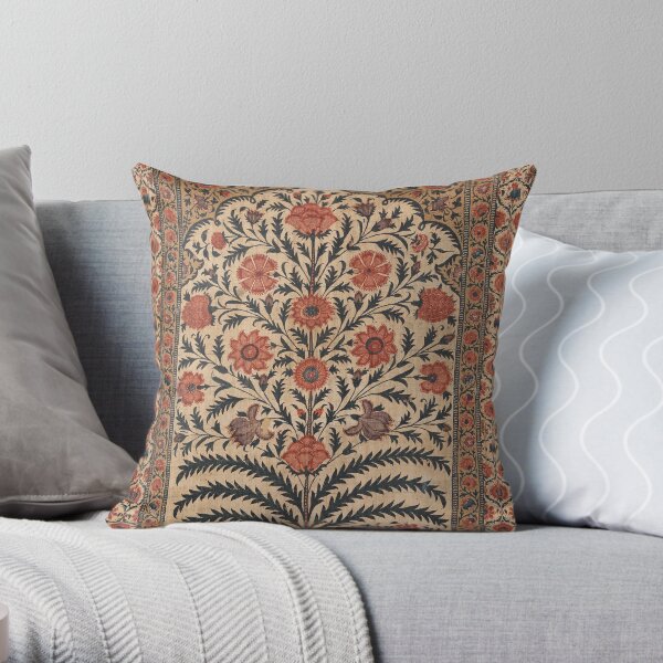 Vintage Panel from a Tent Lining, India 1725–50 Throw Pillow