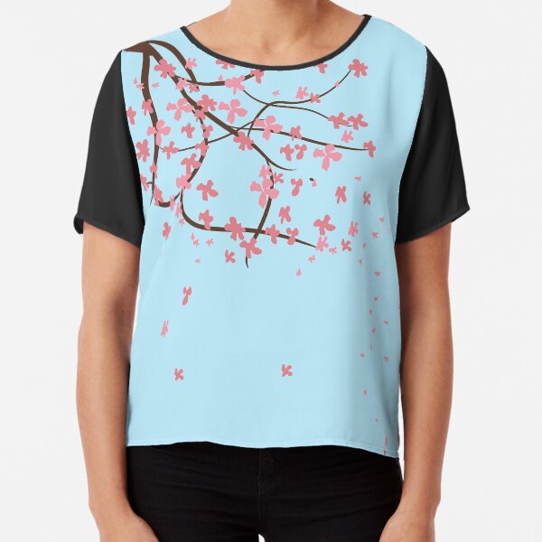 Oriental Cherry Blossom Chiffon Top