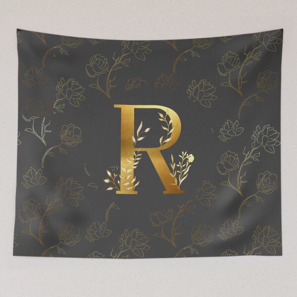 Aperçu de l'œuvre Initiale florale monogramme or R créée et vendue par Parydish.
