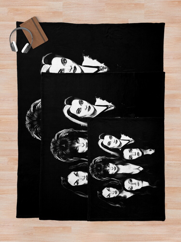 Thumbnail 5 of 6, Throw Blanket, Goth Queens - Elvira, Vampira, Lily, Morticia designed and sold by otracreativa.