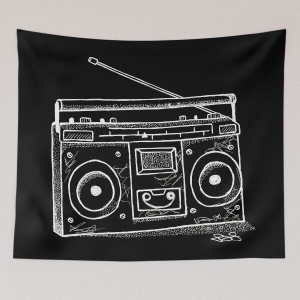 Item preview, Old School Radio (white ink) designed and sold by MenagerieMayhem.