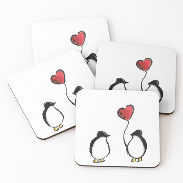 Item preview, Penguin couple with heart balloon designed and sold by thesummerhouse.