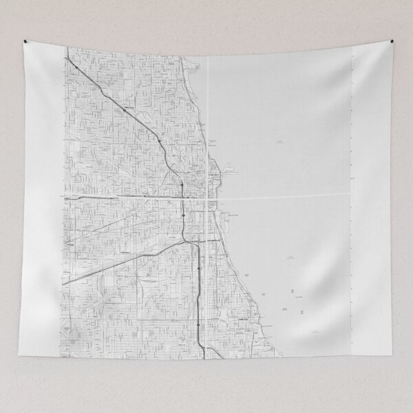 Item preview, Chicago IL, Quad Topographical Map Black and White designed and sold by PGHPhotoCo.