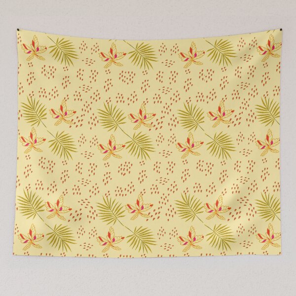 Item preview, Light yellow with flowers ,leaf and beautiful red dots designed and sold by 3Akshithaa.