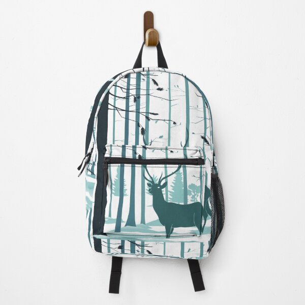 Item preview, blue grey forest winter pine tree woodland deer silhouette designed and sold by IamTrending.