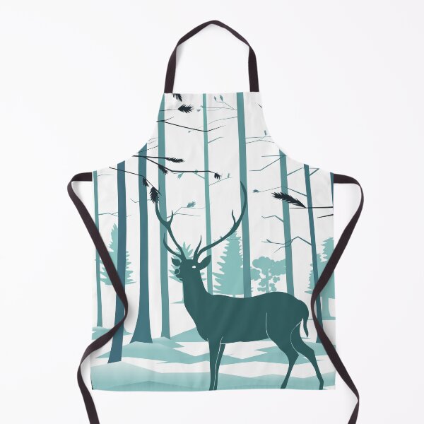 Item preview, blue grey forest winter pine tree woodland deer silhouette designed and sold by IamTrending.