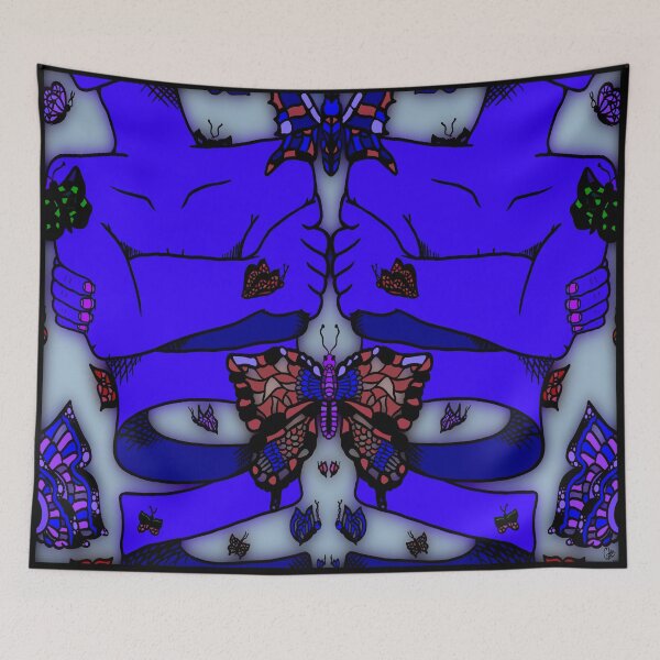 Item preview, Indigo Nervous Butterfly, abstract digital kaleidoscope butterfly art designed and sold by MayGreenAbgrall.