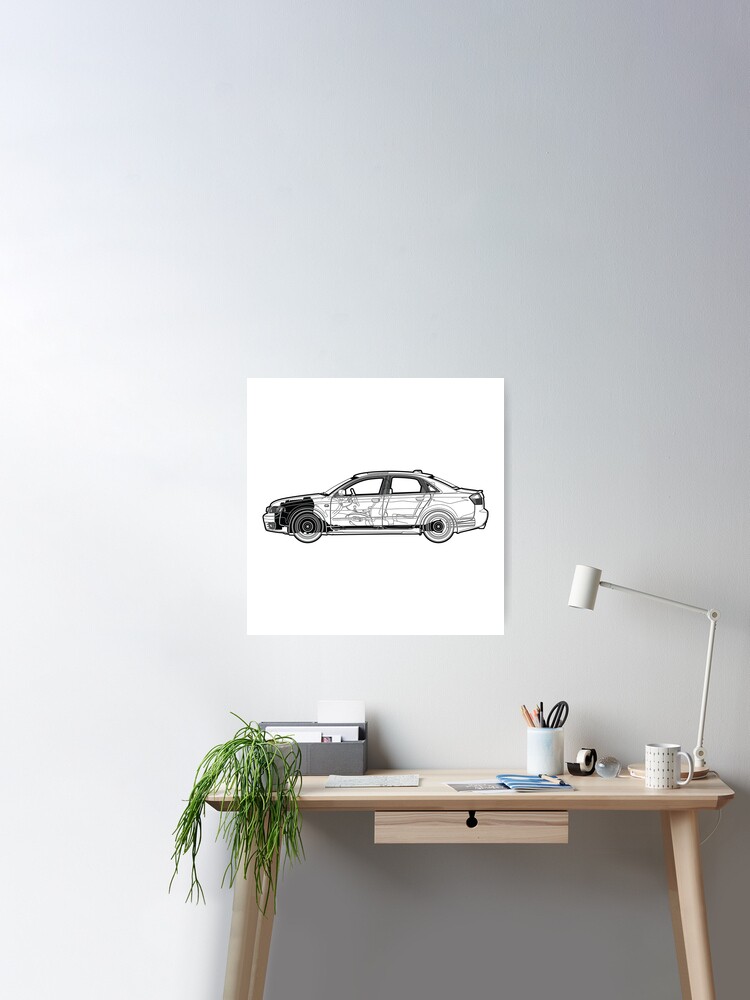 Audi 100 C4 Poster Retro Blueprint Art Print