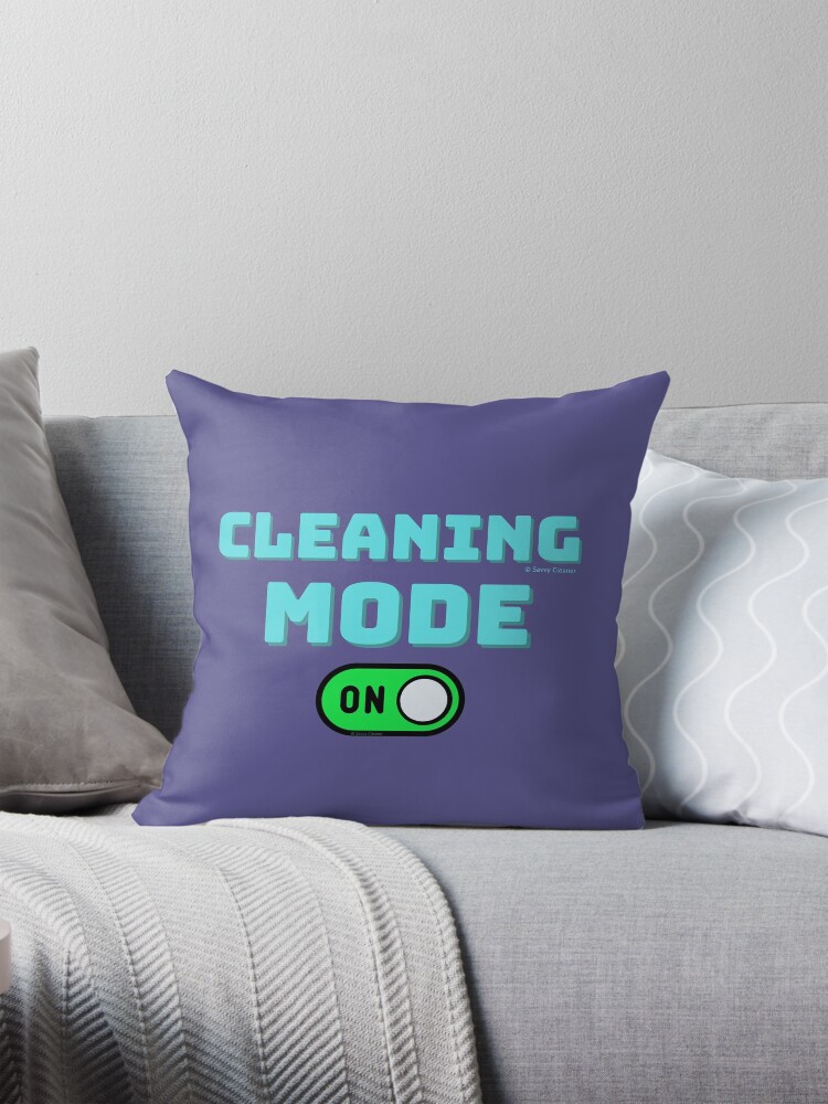 Thumbnail 1 of 4, Pillow, Retro Cleaning Mode Game Button - House Cleaning Humor designed and sold by SavvyCleaner.