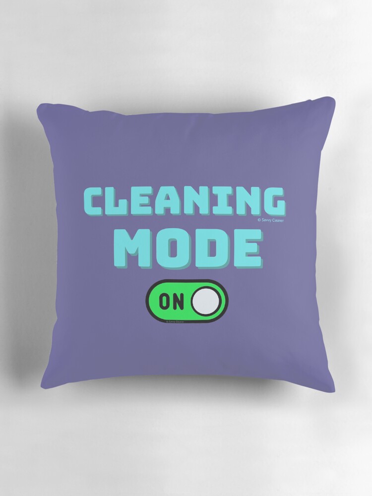 Thumbnail 3 of 4, Pillow, Retro Cleaning Mode Game Button - House Cleaning Humor designed and sold by SavvyCleaner.