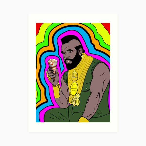 "Mr T eating ice cream" Art Print for Sale by MoustacheArt Redbubble