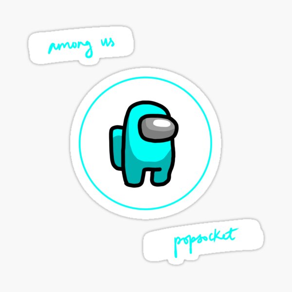 Cyan Among Us Character Popsocket Sticker