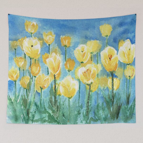 Item preview, Bright Sunny Yellow Tulip Garden designed and sold by Smalltownart.