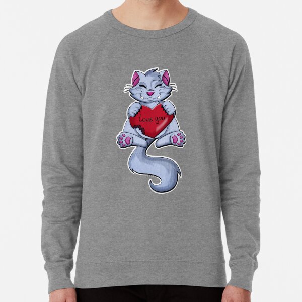 Valentine Cat Lightweight Sweatshirt