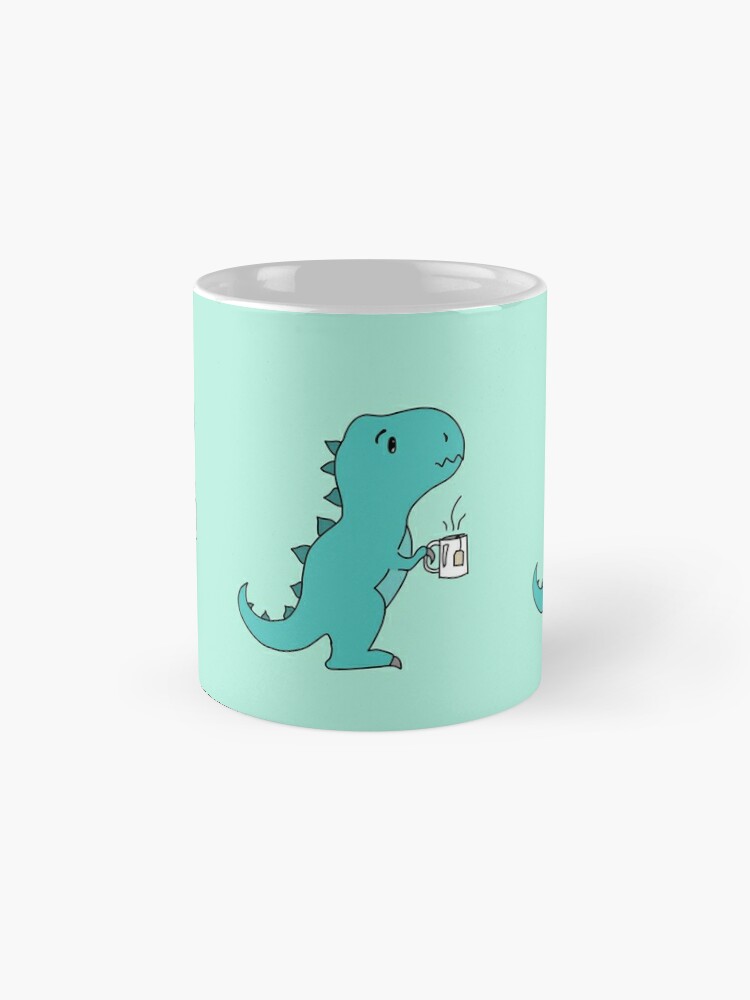 Teal Green Ceramic Dinosaur Cartoon Drinking Mug with Handle