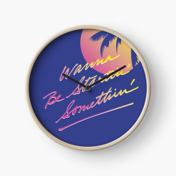 WANNA BE STARTIN' SOMETHIN' tropical sunset palm tree (Michael Jackson) Clock