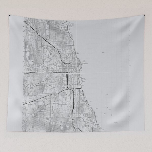 Item preview, Chicago IL, Quad Topographical Map Grey designed and sold by PGHPhotoCo.