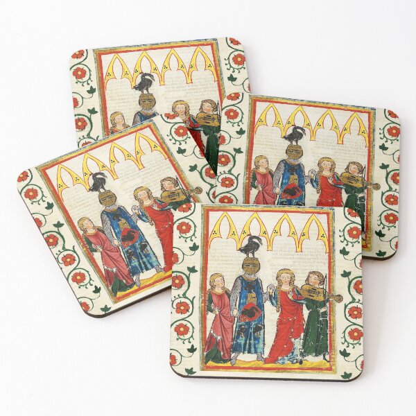 Item preview, KNIGHT OF SWAN DANCING WITH BEAUTIFUL LADIES ,FIDDLE MUSIC ,MEDIEVAL MINIATURE WITH WILD ROSES designed and sold by BulganLumini.