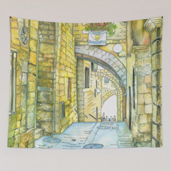 Item preview, Old City Jerusalem Israel Silk Painting designed and sold by Melvyn Kahan.
