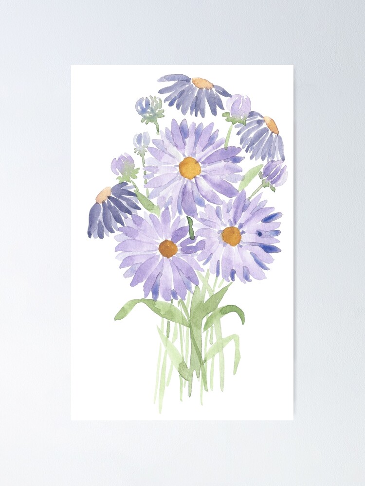 Bouquet of Asters authentic Original Watercolor Painting