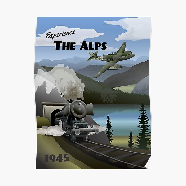 The Alps 1945 - Mountain Vista Travel Poster (w/o aged filter) Poster