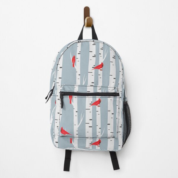 Item preview,  blue grey woodland winter bird red cardinal birch tree branches designed and sold by IamTrending.