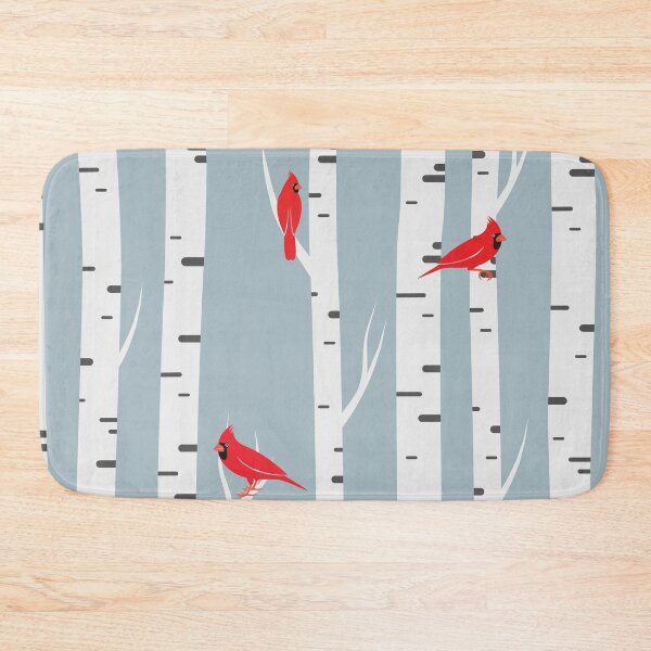 Item preview,  blue grey woodland winter bird red cardinal birch tree branches designed and sold by IamTrending.