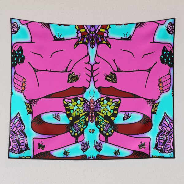 Item preview, Pink Nervous Butterfly, abstract digital kaleidoscope butterfly art designed and sold by MayGreenAbgrall.