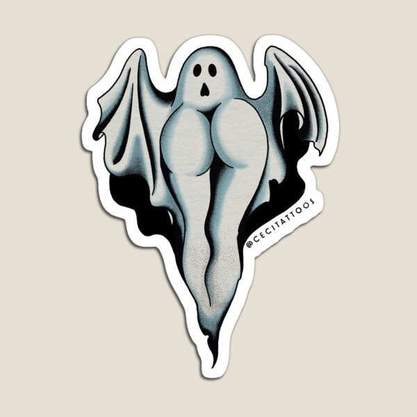 Ghost BOOty tattoo flash, single ghost Magnet