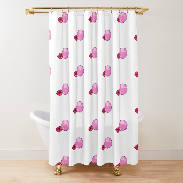 Bubble Gum Circles Dot White Pink Teal Lime Green Pink Bath Shower Curtain NEW 