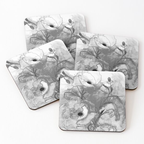 Item preview, Poppies in Black and White, Digital Conversion from Watercolor Painting designed and sold by The Elderberry Blossom.