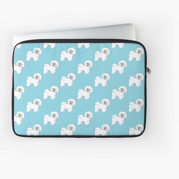 Bichon Frise dog on blue Laptop Sleeve