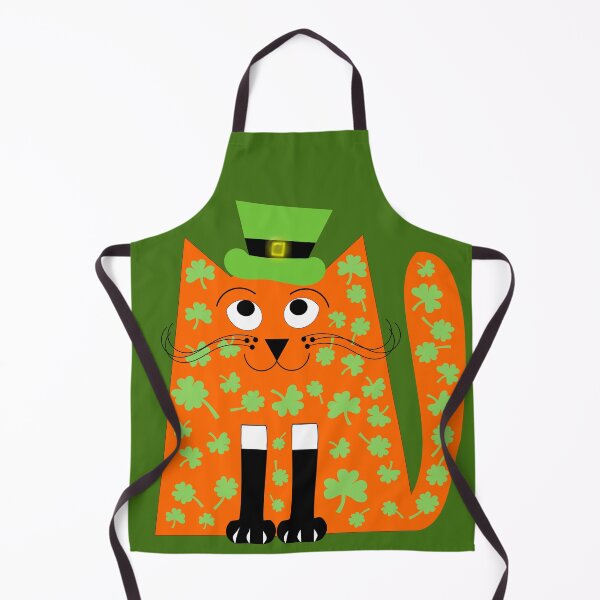 Item preview, Lucky Irish shamrock cat designed and sold by Fluffpotsdesign.