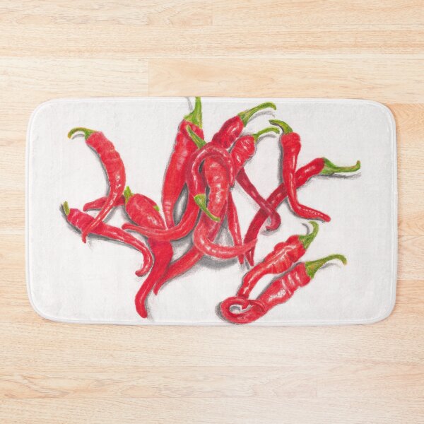 Item preview, Red Cayenne Peppers on White, Colored Pencil designed and sold by The Elderberry Blossom.