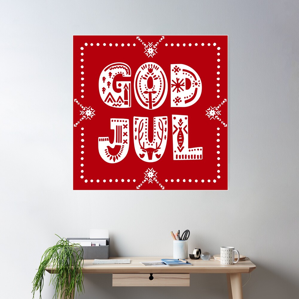 Sweden＊GOD JUL＊Christmas tapestry・* Vintage Norwegian Christmas Tapestry: God Jul Embroidered Wall