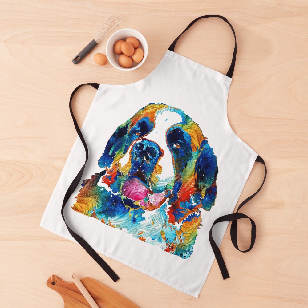 Colorful Saint Bernard Dog by Sharon Cummings Apron