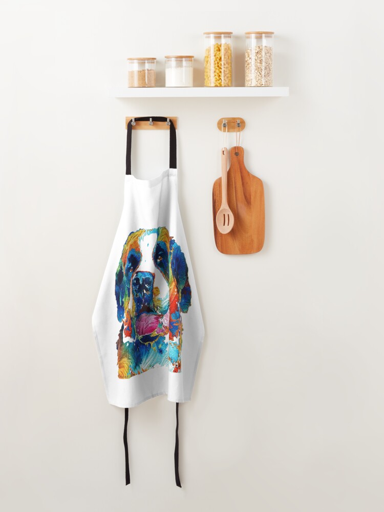 Alternate view of Colorful Saint Bernard Dog by Sharon Cummings Apron