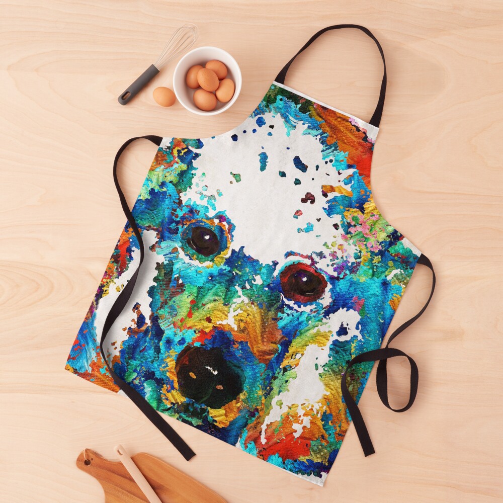 Colorful Poodle Dog Art by Sharon Cummings Apron